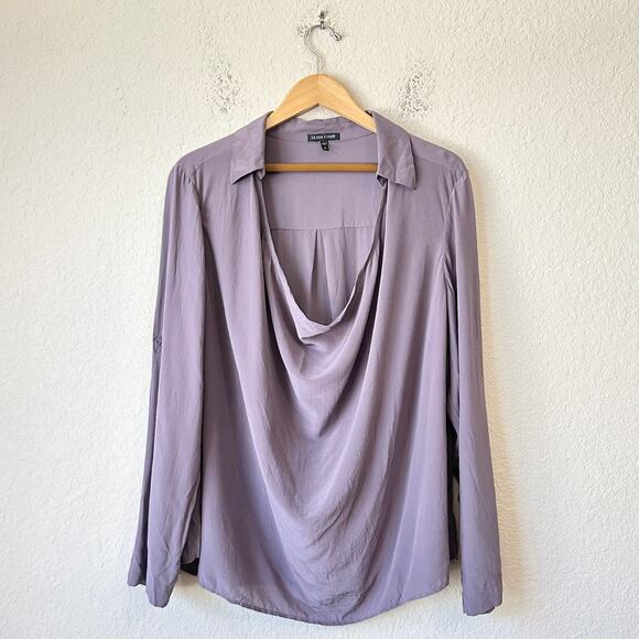 EILEEN FISHER Blouse Mauve Silk Drape Roll Tab Sleeve Flowy Office - Picture 1 of 10